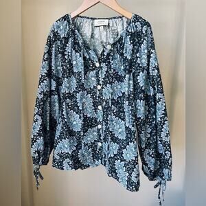 J. Crew Collection Vibrant Blue Floral/Paisley Blouse, XS